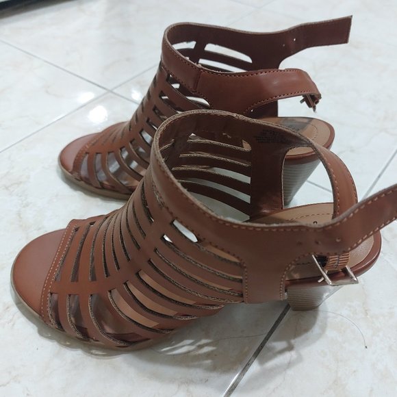 STYLE & CO Women's Haileyy Shooties Sandals Heels COGNAC Brown Chic Trendy Style - Picture 12 of 13